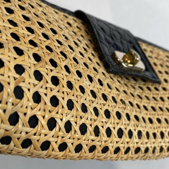 Beige woven rattan clutch bag - Picture 4 of 10